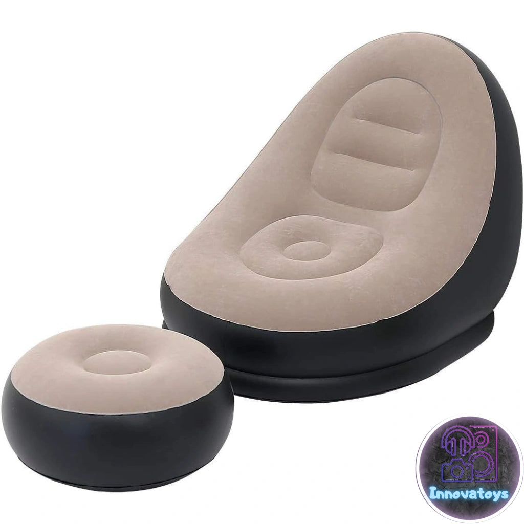 🛋️DreamSeat® – Sofá Inflable 2 en 1 con Cojín para Pies