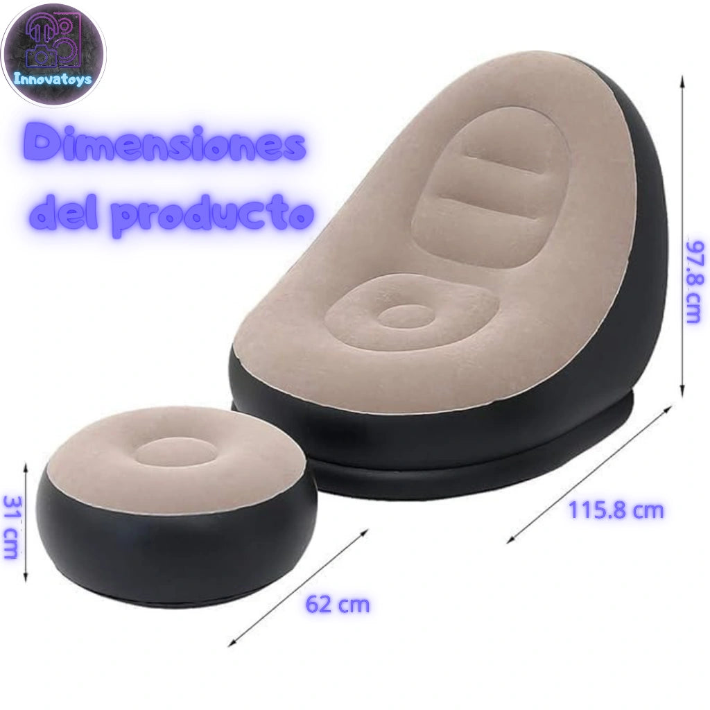 🛋️DreamSeat® – Sofá Inflable 2 en 1 con Cojín para Pies